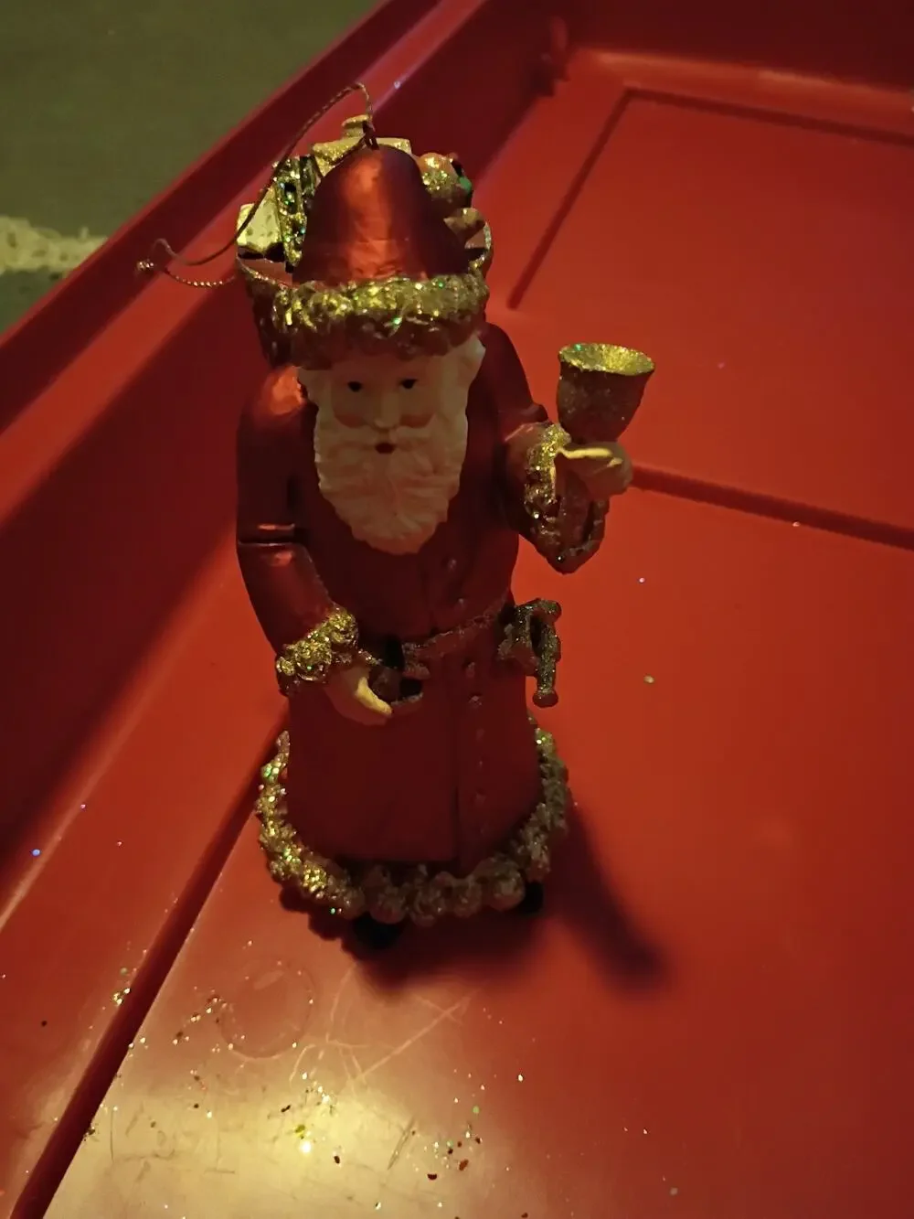 St Nick Glass Christmas Ornament 8 Inches Tall
